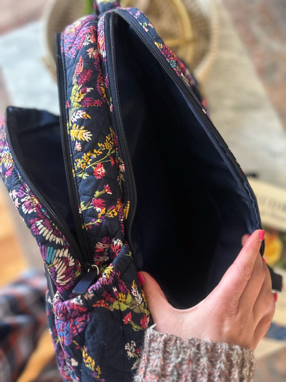 Vera Bradley Floral Quilted Backpack Travel School Bag - Picture 8 of 10